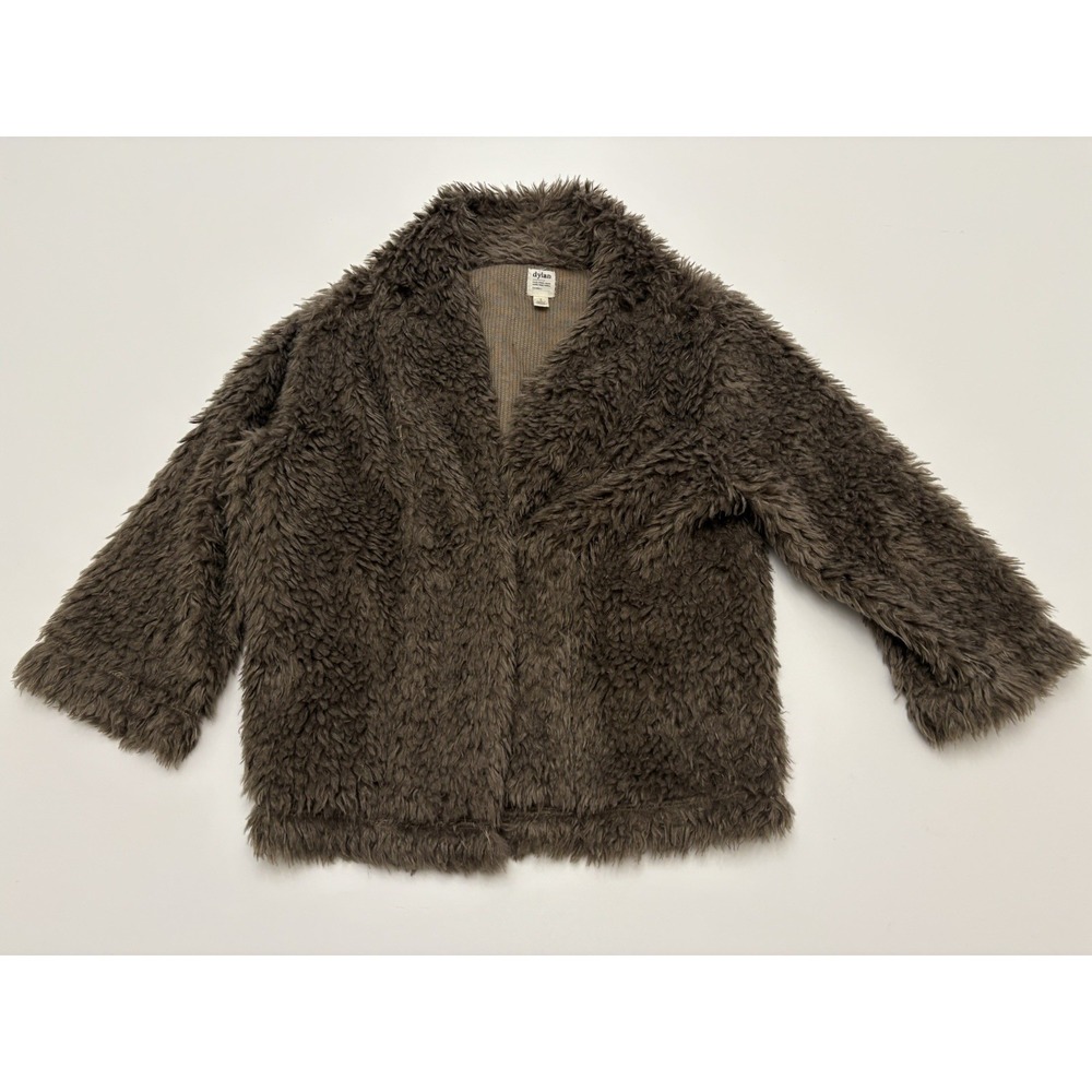 Women's Dylan Faux Fur Brown Vest Jacket 3/4 Length Sleeves SZ Small